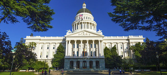 California State Capitol building, wide angle with trees